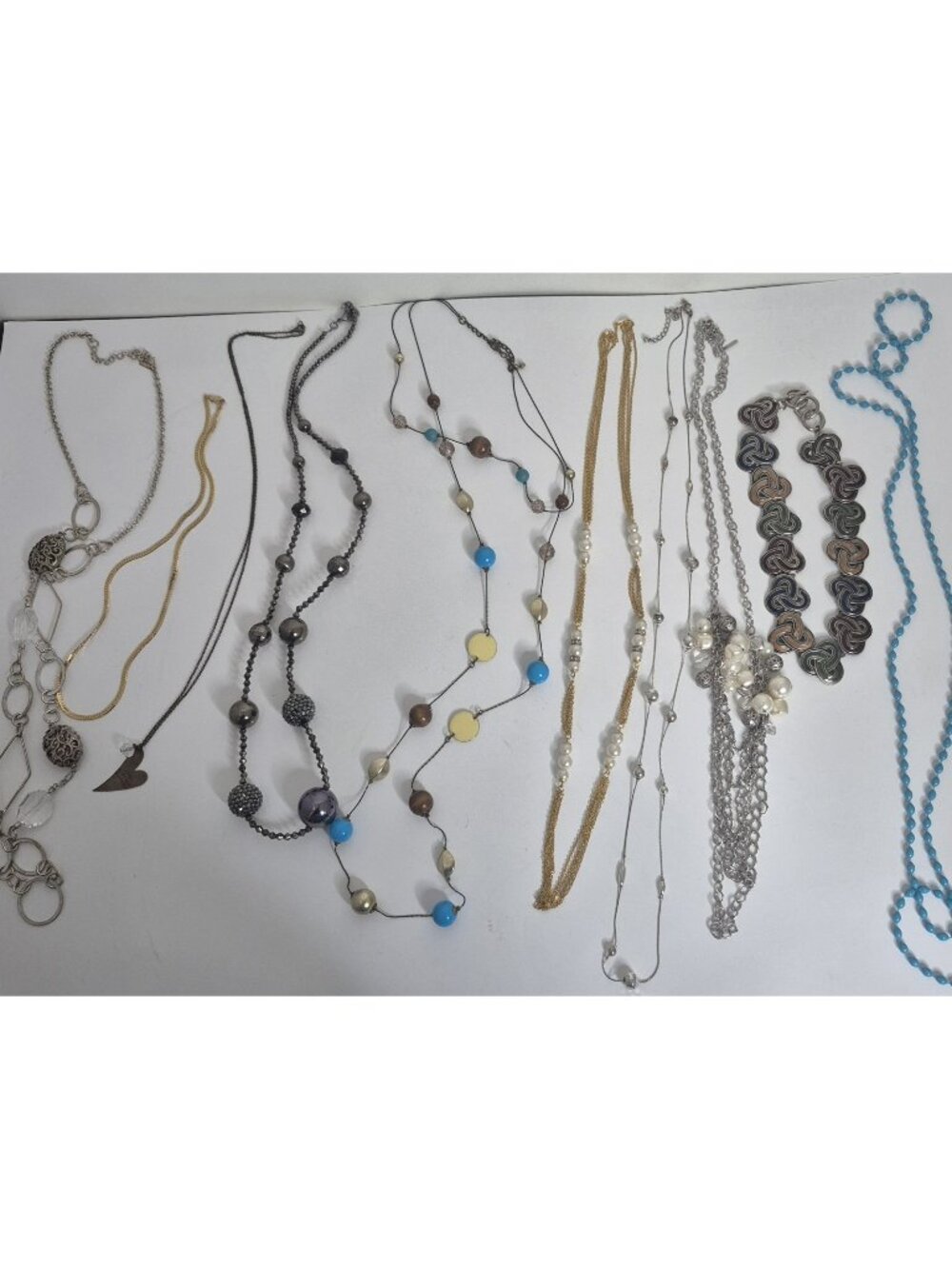 Lot Of 10 Necklaces Beaded, Statement. Goldtone And Silvertone